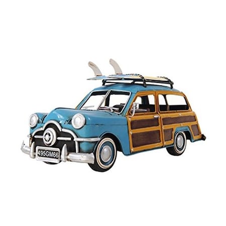Old Modern Handicrafts Old Modern Handicrafts AJ018 1949 Green Ford Wagon Car with Two Surfboards Model Airplane AJ018